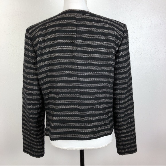 Halogen Zip Up Striped Black White Jacket Blazer L - Picture 4 of 7
